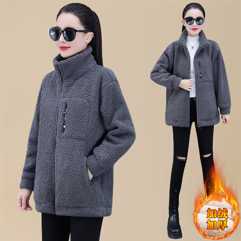 Lamb wool coat for women thick autumn and winter new fashion loose casual polar fleece sweatshirt plus plush jacket