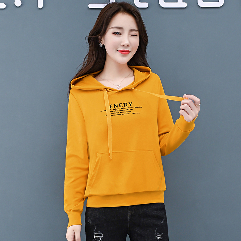 Pure cotton short sweatshirt women's red thin spring and autumn new hoodie high-end western style age-reducing top