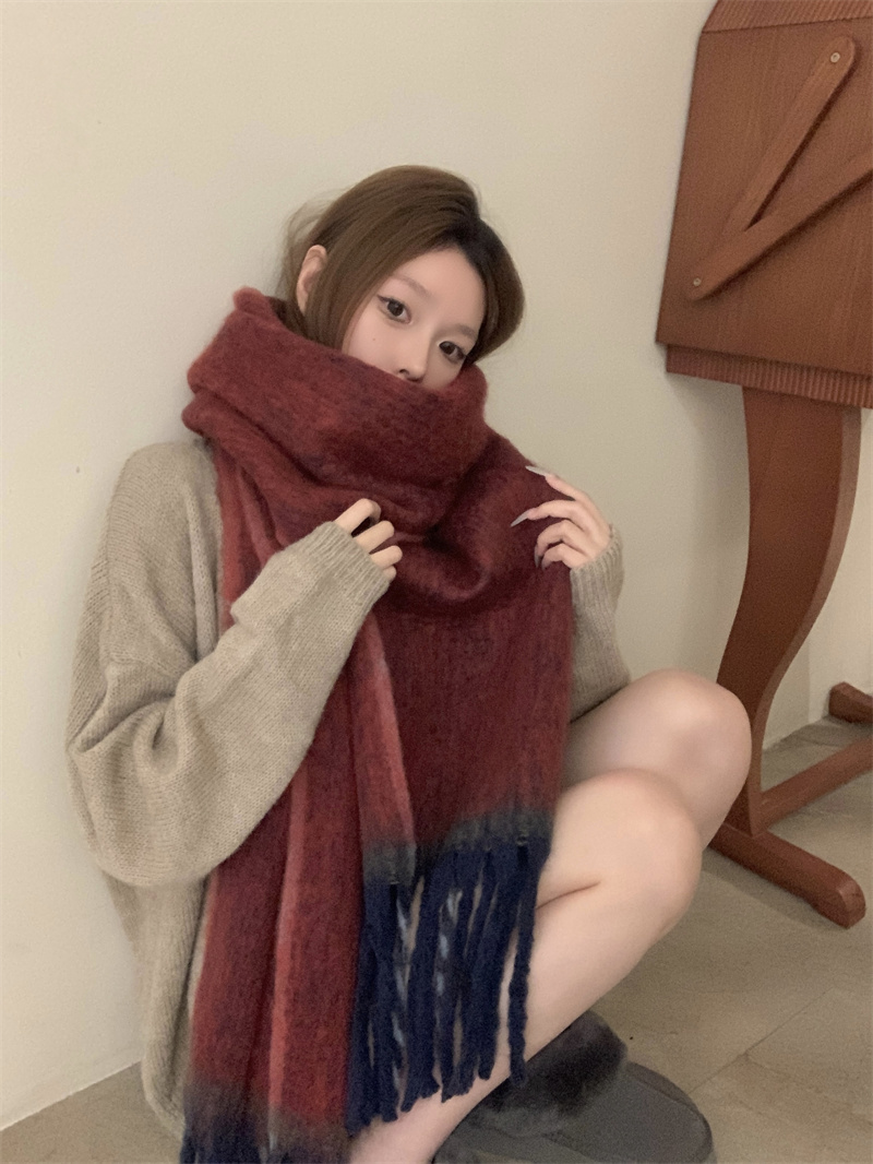 實拍價 美拉德色漸變色圍巾女秋冬季保暖韓版ins百搭新款圍脖