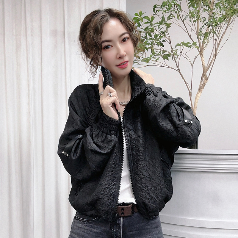 Official photo Fashionable casual versatile spring and autumn Korean style ins short black top women's jacket