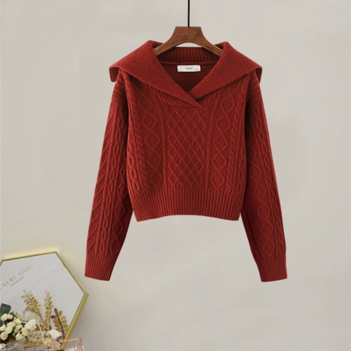 Korean style navy collar retro Japanese style lazy Christmas red sweater for women winter