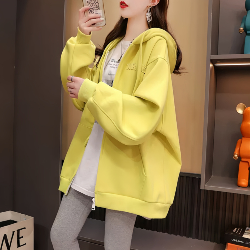 Official photo Huamian composite milk silk 2024 spring and autumn thin Korean style loose hooded sweatshirt trend