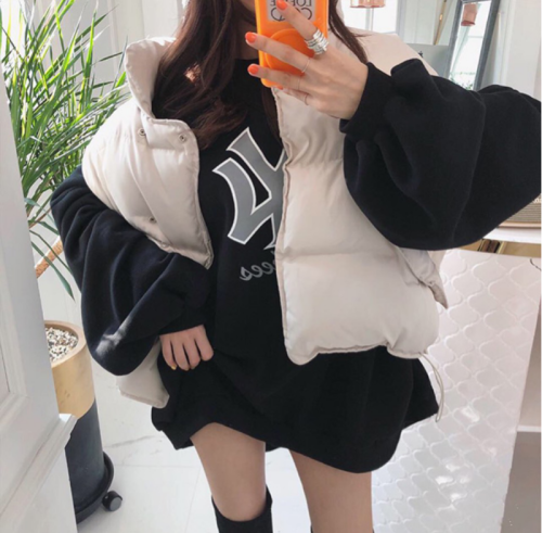 Original Versatile Down Cotton Bread Jacket Short Loose BF Vest Jacket Women's Autumn and Winter New Style