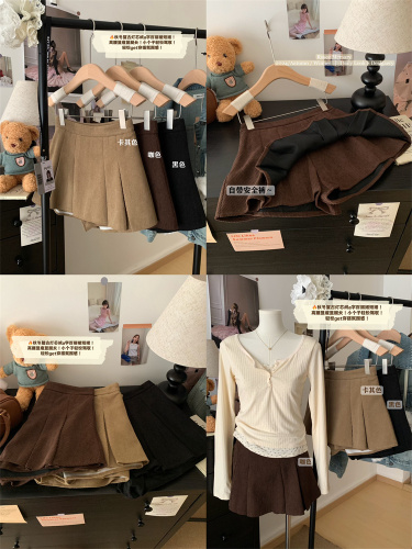 Real shot of winter fashion versatile corduroy high-waisted skirt for women petite A-line pleated skirt