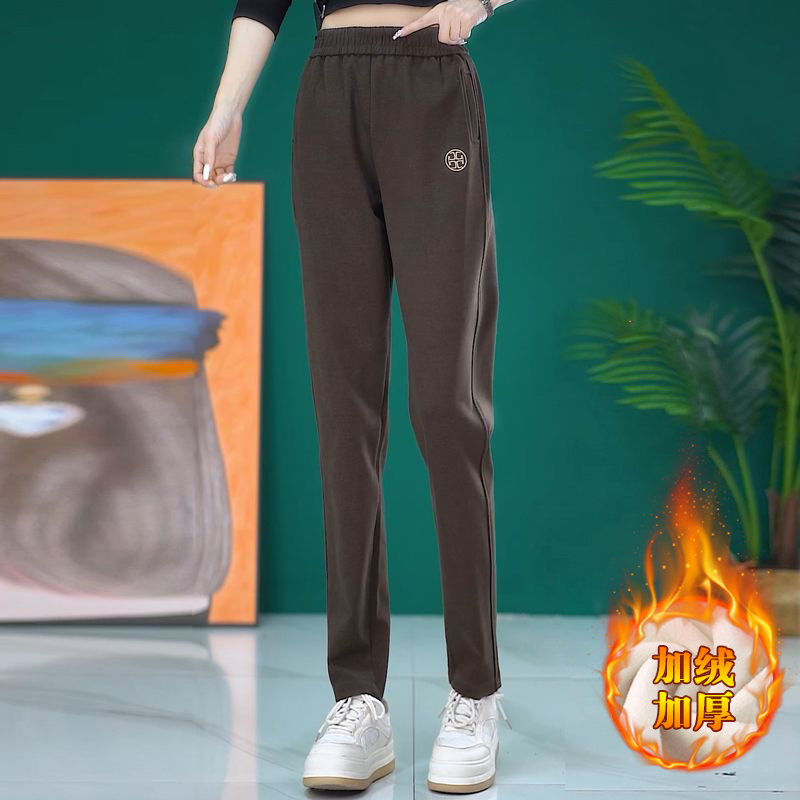 New autumn and winter velvet warm sweatpants, casual pants, straight pants, harem pants, popular pants, small-leg pants