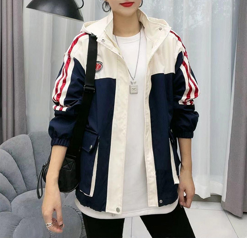 Official photo Colorblock hooded women's short jacket spring new style baseball uniform this year's popular top