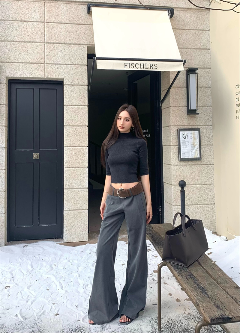 Photographed High-End Straight Leg Wide Leg Suit Pants + Slimming Knit Top