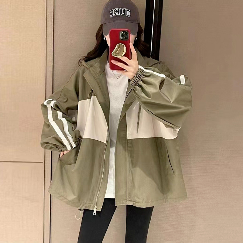 Jacket women's autumn and winter style autumn new hooded slimming baseball uniform letter print couple jacket trendy