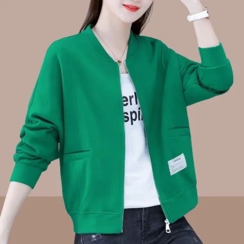 Plus size women's sweatshirt women's short spring and autumn new Korean style loose slimming ins trendy cardigan jacket