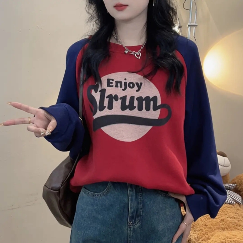 Spring and Autumn New Women's Sweater Hot Style Small Round Neck Top Fashionable Age-Reducing Women's Long Sleeve