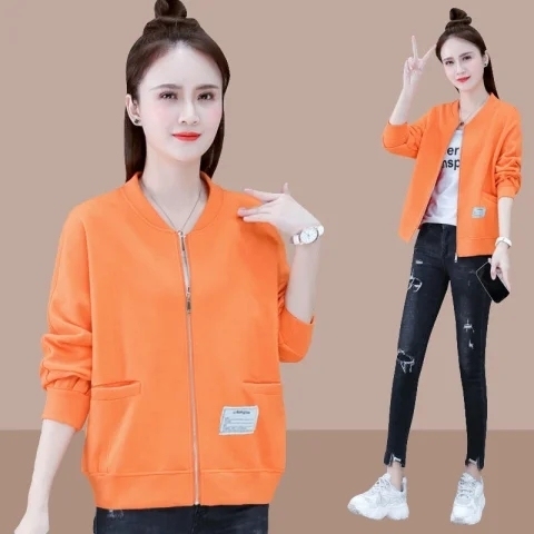 Plus size women's sweatshirt women's short spring and autumn new Korean style loose slimming ins trendy cardigan jacket