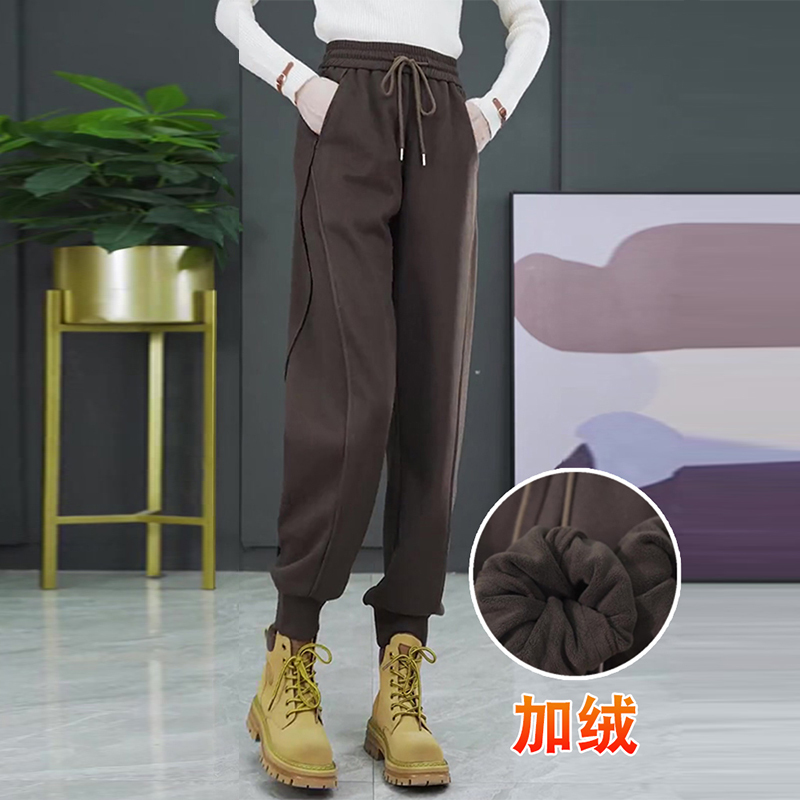 New autumn and winter women's harem pants plus velvet and thickened popular sweatpants casual pants sports large size cotton pants