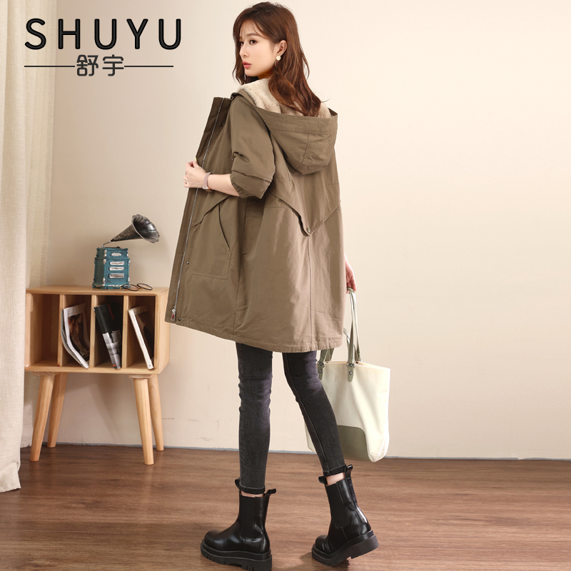 Parker cotton coat women's velvet jacket autumn and winter new style mid-length loose slim casual thickened cotton coat