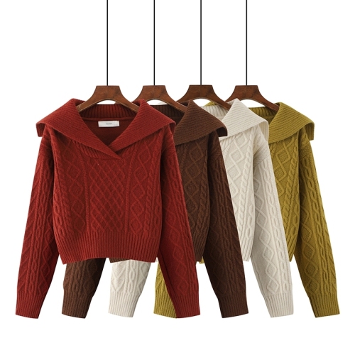 Korean style navy collar retro Japanese style lazy Christmas red sweater for women winter
