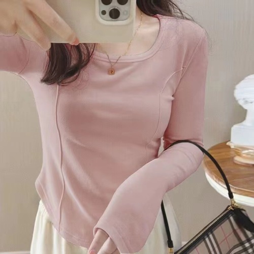 German velvet inner bottoming shirt for women autumn and winter long-sleeved T-shirt slimming design top