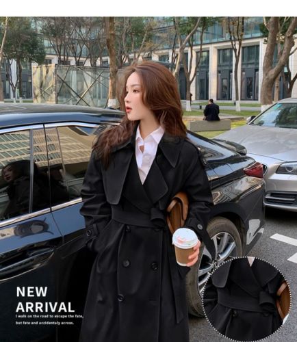 Windbreaker coat for women spring and autumn 2024 new popular mid-length small British style high-end temperament coat