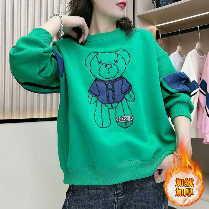 Official picture Bear Women's Sweater Women's Autumn and Winter New Loose Short Round Neck Long Sleeve Top Fashionable and Western