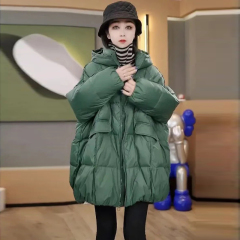 Official picture of middle-aged mother's autumn and winter coat, new down jacket, cotton coat, women's fashionable mid-length cotton jacket