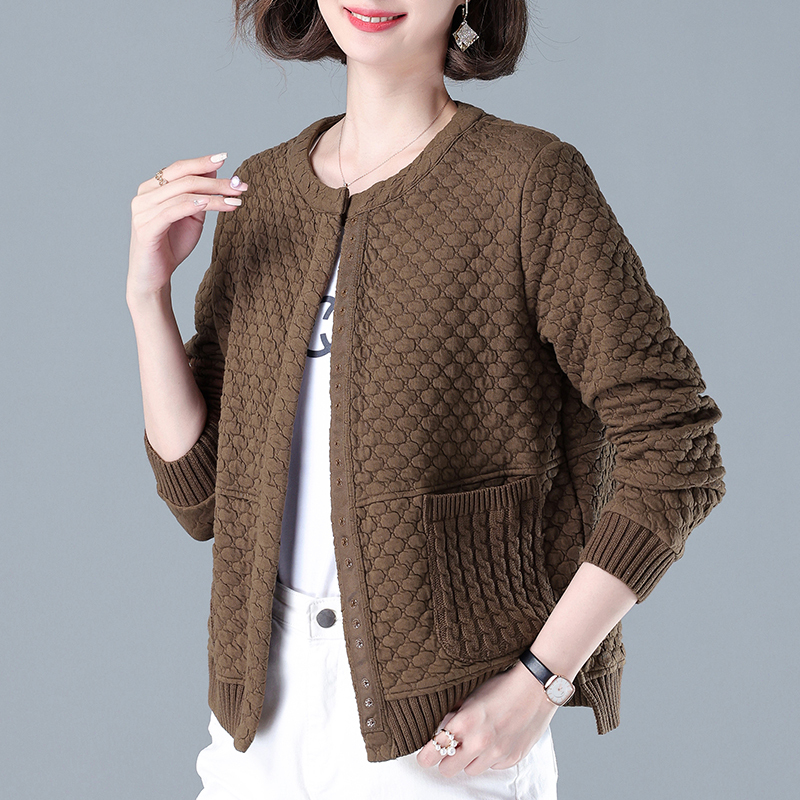 New spring and autumn women's short coat cardigan jacket baseball uniform casual top middle-aged and elderly mother's clothing