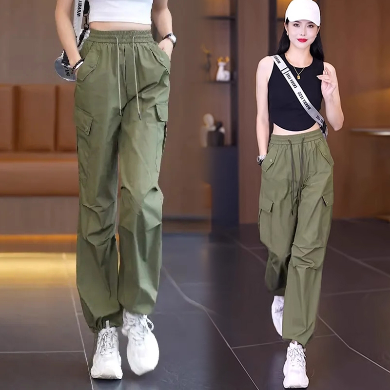 Official picture of women's summer thin overalls, new high-waisted loose ice silk leggings sports pants and casual pants, hot style