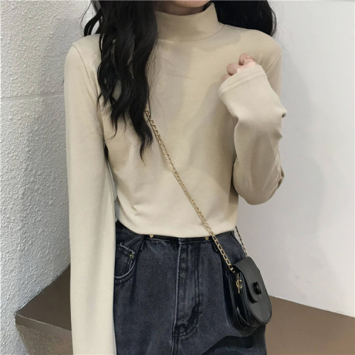 German velvet half-turtle collar bottoming shirt for women in autumn with long-sleeved T-shirt for women