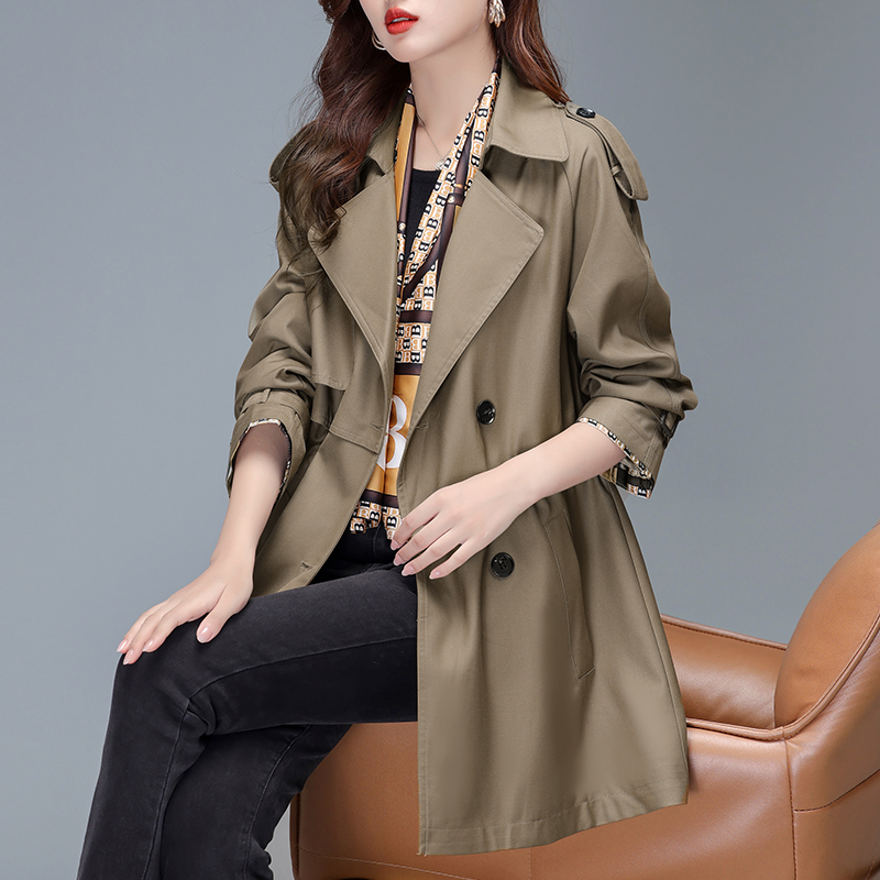 Windbreaker Women's Mid-Length Small 2 Spring and Autumn Women's New British Style Coat Jacket Fashionable and Western