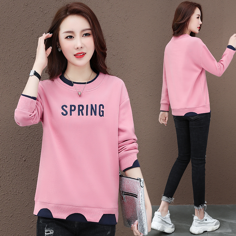 Fake two-piece women's tops loose Korean style spring clothes early autumn new design niche sweatshirt jacket