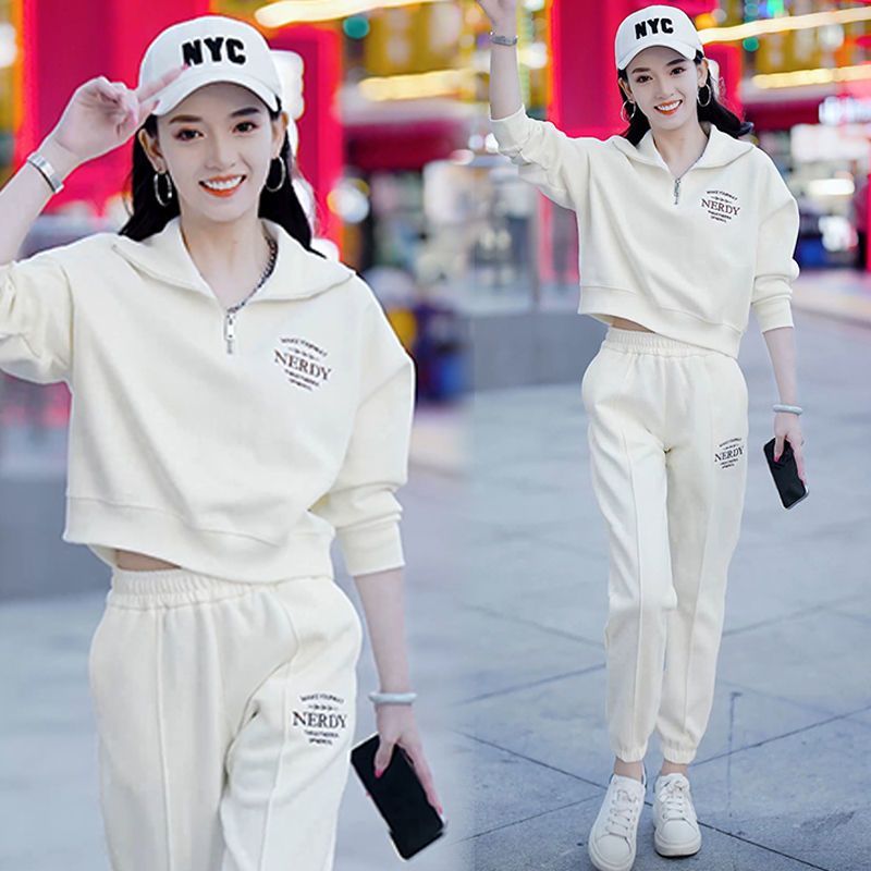 Early spring and autumn new casual fashion loose sportswear two-piece suit women's fashionable sweatshirt
