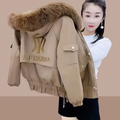 Winter new women's cotton-padded clothes, short cotton-padded jackets for small people, plus velvet and thickened jackets