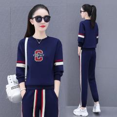 Athleisure Suit Women's Spring and Autumn Round Neck Sweatshirt Slim Fashion Top