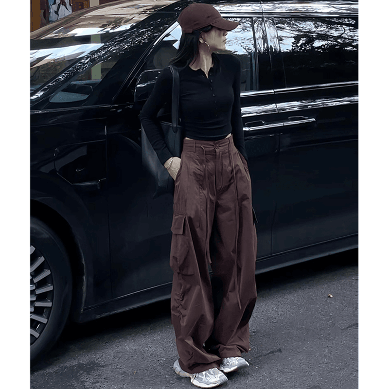 Spring and Autumn New Style American Casual Loose Design Wide-Leg Pants Floor-Mopping Pants Versatile Work Pants