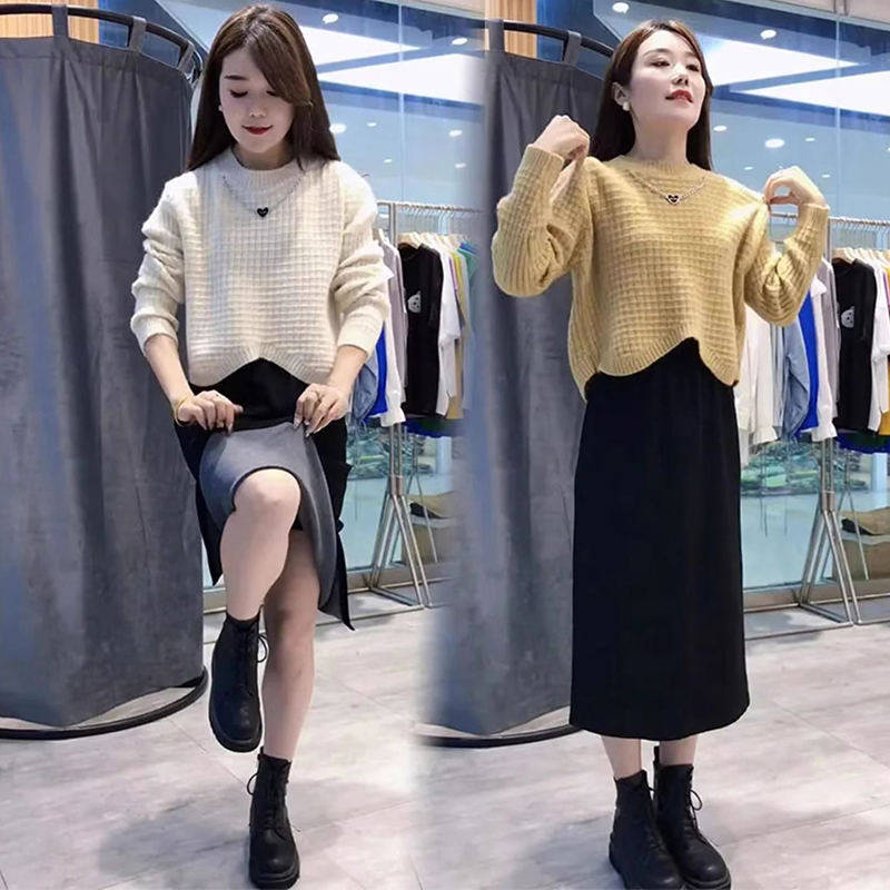 Official picture of this year's popular beautiful suit skirts in autumn and winter, with a complete set of fashionable two-piece suits for small people and fat girls