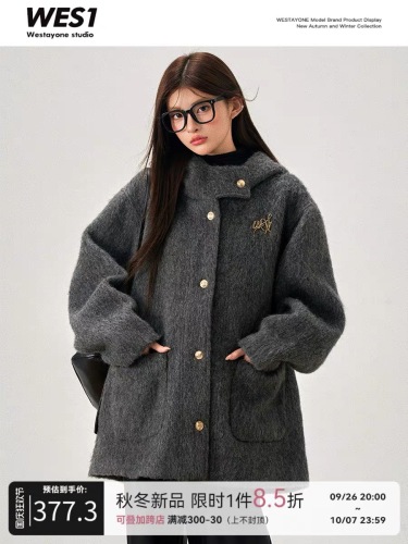 WESTAYONE new women's winter high-end wool coat and luxurious woolen coat