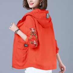 Women's thin short coat sun protection shirt new summer loose long-sleeved sun protection shirt for middle-aged mothers