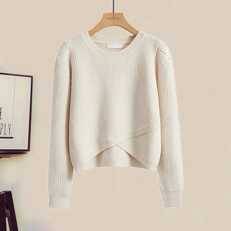 Spring temperament women's knitwear, lazy style, age-reducing fashion, slimming pullover long-sleeved tops for women