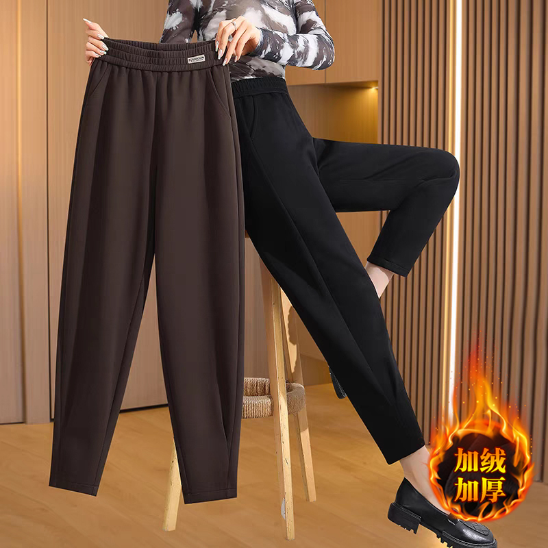 Autumn and winter new women's sweatpants plus velvet and thickened popular pants harem pants carrot casual pants