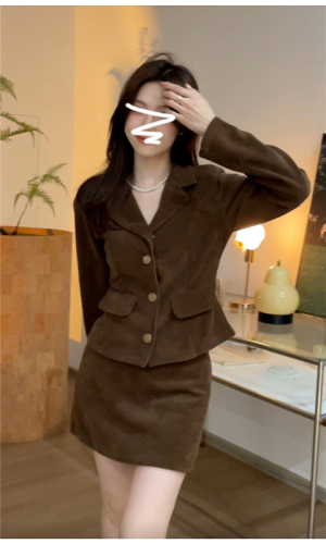 Set of 2 winter new padded cheongsam-style short coats and skirts, 400g thickening, featuring faux fur trim