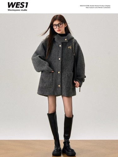 WESTAYONE new women's winter high-end wool coat and luxurious woolen coat