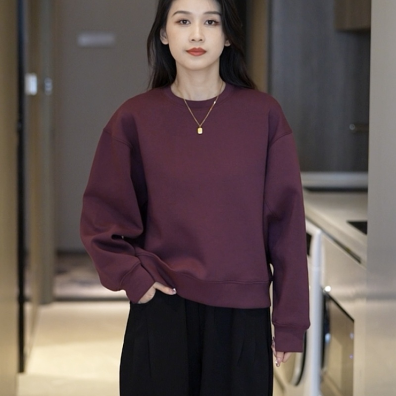 New spring and autumn women's sweatshirts, popular short tops for small people, fashionable long-sleeved women's clothing