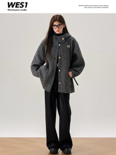 WESTAYONE new women's winter high-end wool coat and luxurious woolen coat