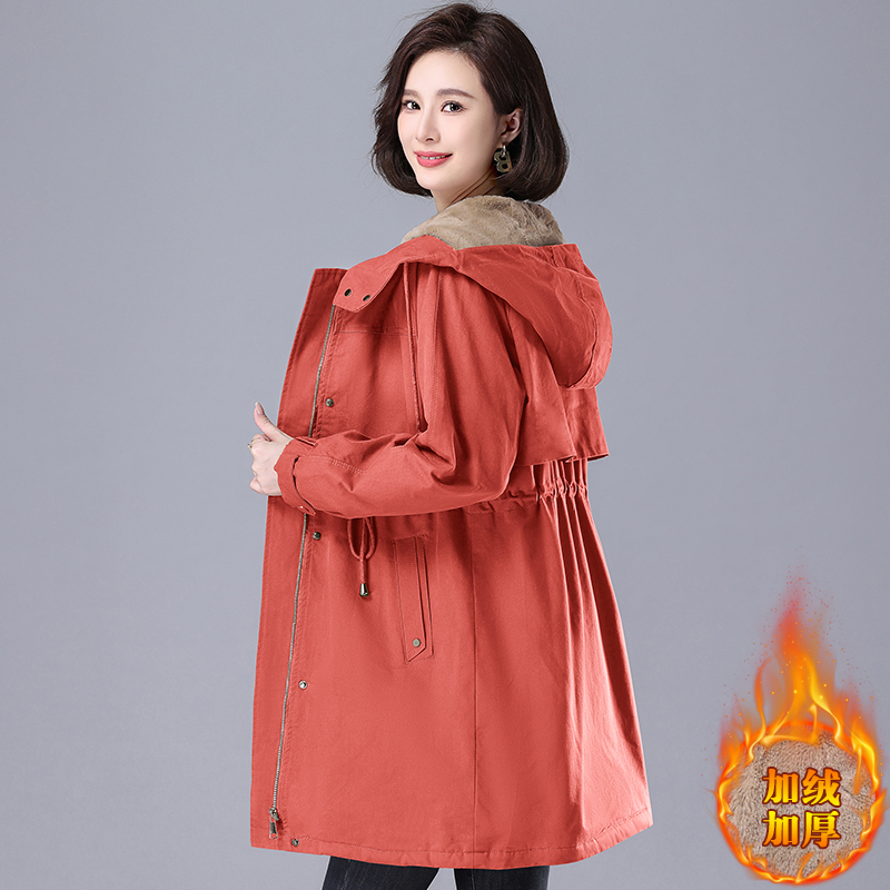 Parker plus velvet cotton coat women's winter new style mid-length waist slimming casual thickened cotton coat