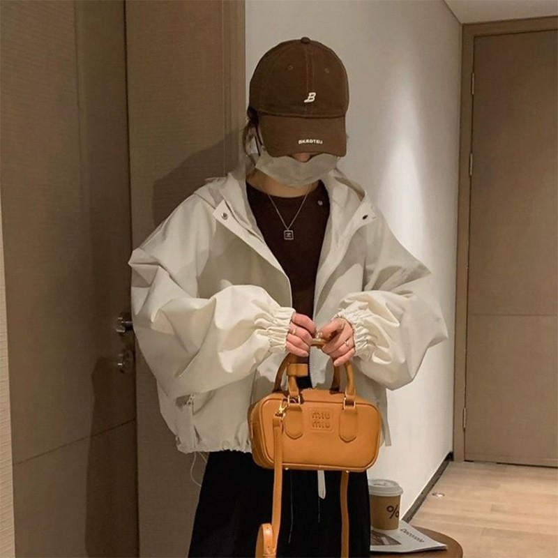 New Fashion Workwear Jacket Loose Short Jacket Top Small Hooded Jacket Women