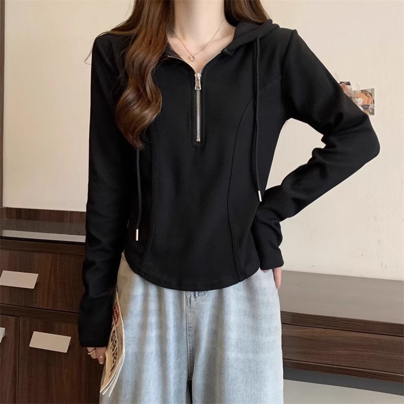 Already shipped, short hooded sweatshirt for women, early autumn hoodie top