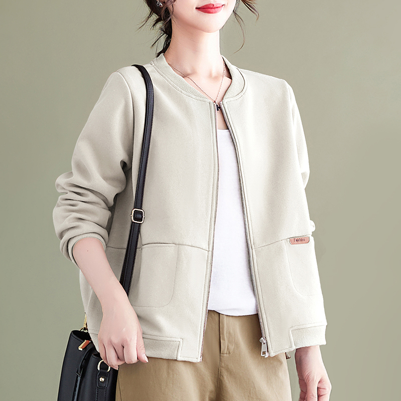 Spring and autumn women's short coat, baseball uniform, cardigan sweatshirt, high-end casual top, jacket