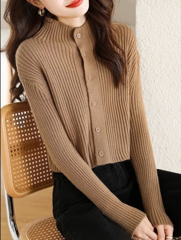 Inner base long-sleeved sweater new autumn and winter lazy style outer knitted cardigan small coat single-breasted