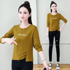 Spring and Autumn new style women's long-sleeved T-shirt, short style, irregular tops for small people, fashionable and age-reducing women's clothing, hot style