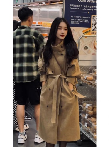 Big beautiful homemade 2024 new double-breasted Korean style coat spring and autumn