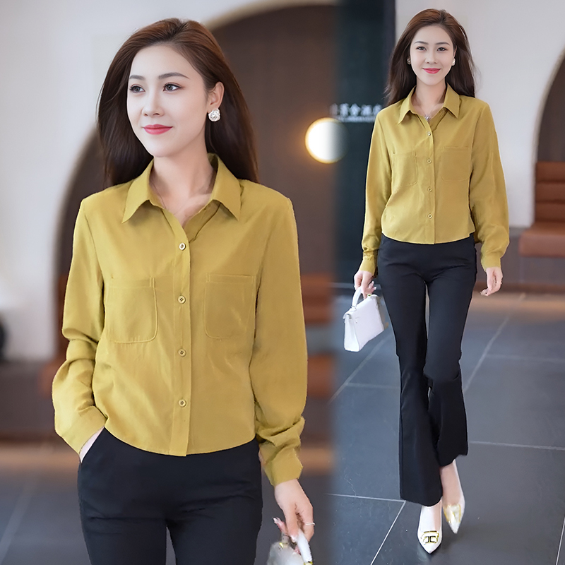Official picture of long-sleeved women's shirts for spring and autumn women's new style loose, slim, western-style, age-reducing and flesh-covering tops