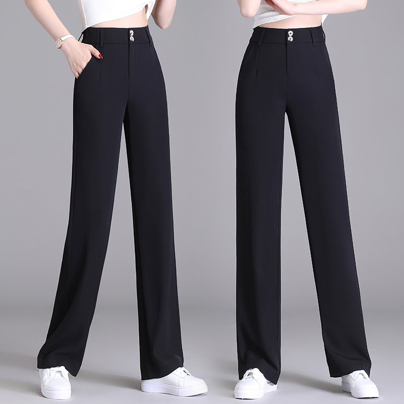 Official picture of women's summer thin wide-leg pants, new high-waisted slim straight pants, loose and drapey casual suit pants