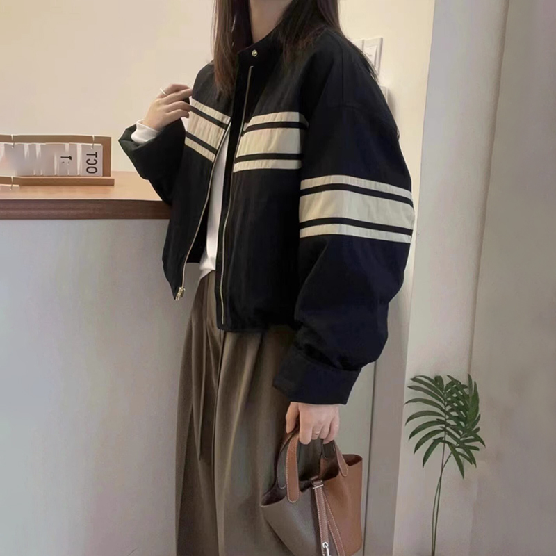 Official picture of baseball uniform jacket for women spring and autumn new style small short casual loose style jacket top